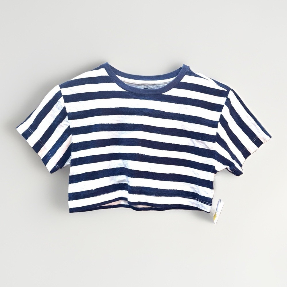 Brand New Free Assembly Brand New Coastal Stripe Crop Top XS 100% Cotton NWT